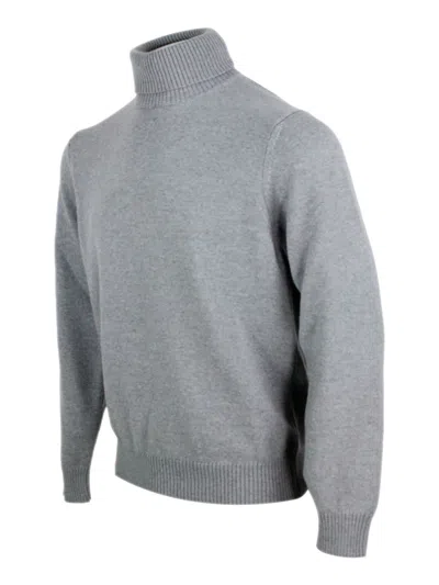 Malo Turtleneck Sweater With Ribbed Cuffs And Hem In Gray