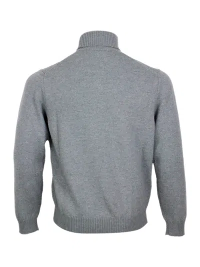 Malo Turtleneck Sweater With Ribbed Cuffs And Hem In Gray