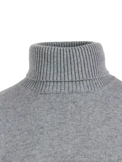 Malo Turtleneck Sweater With Ribbed Cuffs And Hem In Gray