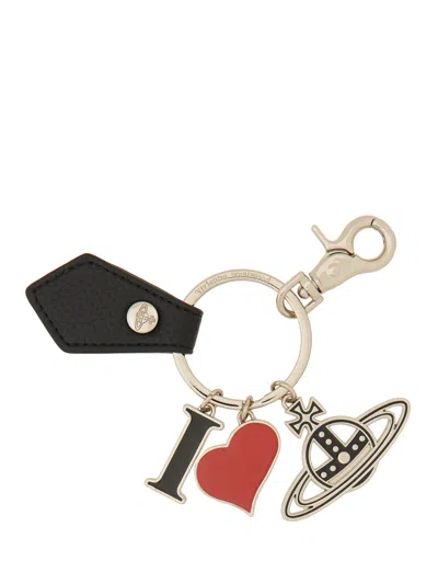 Vivienne Westwood Heart Charm Metal Keyring Accessory In Black