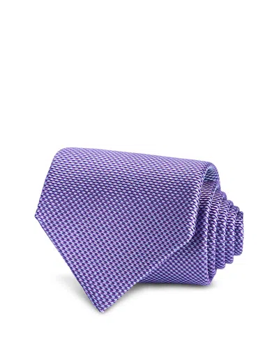 David Donahue Micro Geo Pattern Silk Classic Tie In Purple
