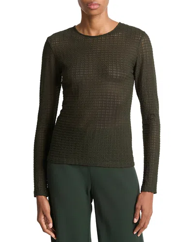 Vince Long Sleeve Crewneck Top In Metallic