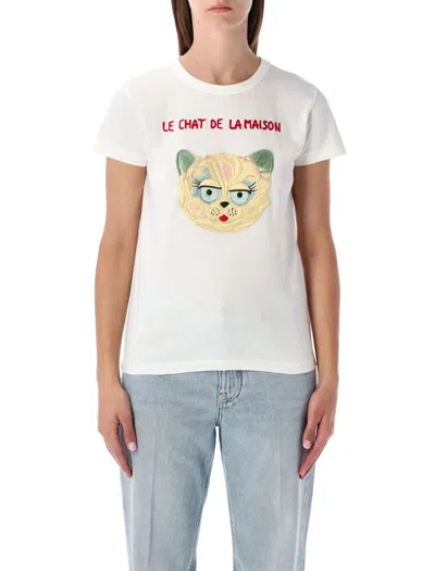 Valentino Le Chat De La Maison Jersey T-shirt In White