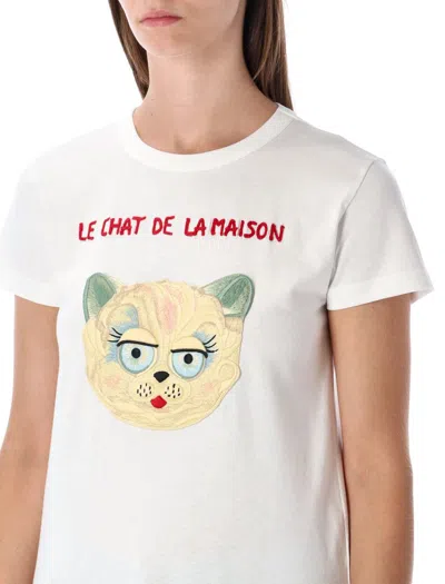 Valentino Le Chat De La Maison Jersey T-shirt In White