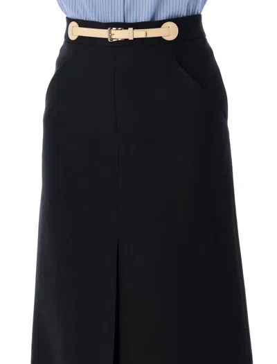 Valentino Black Wool Blend Skirt In Black
