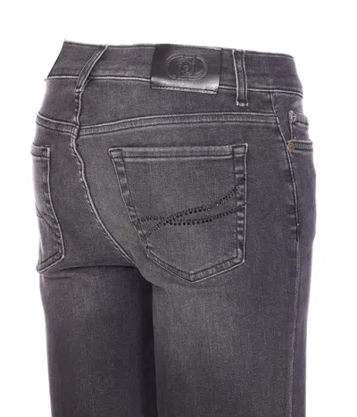 Liu •jo Faded Trousers With Belt Loops And Rivets In Blue