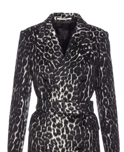Tagliatore Long Leopard Print Coat With Belted Waist In Multi