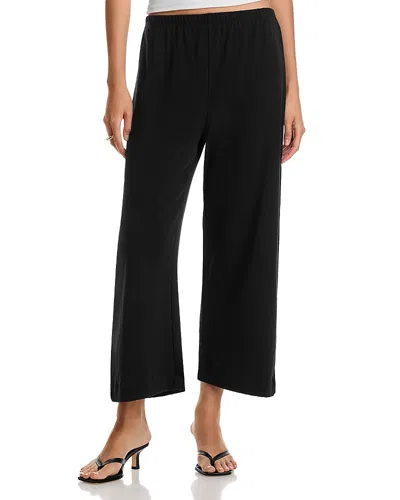 Leset Pointelle Cropped Wide Leg Pants In Black