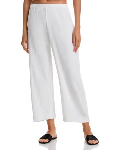 Leset Pointelle Cropped Wide Leg Pants In White