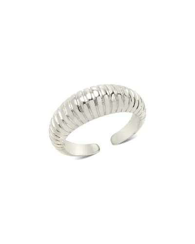 Sterling Forever Ribbed Open Bombe Ring In Metallic