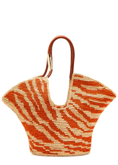 Zimmermann Womens Orange Zebra Goldentime Medium Zebra-pattern Raffia Tote Bag In Multi