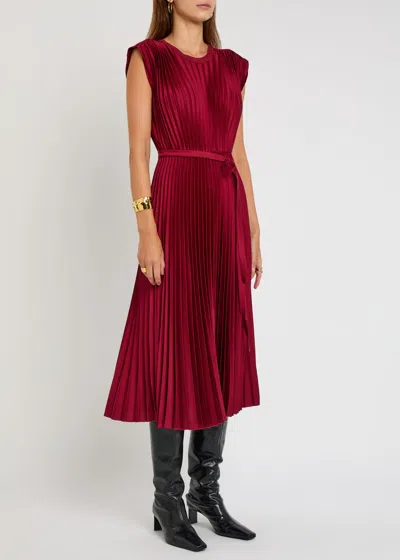Joseph Volta Sleeveless Pleated Midi Dress In Red