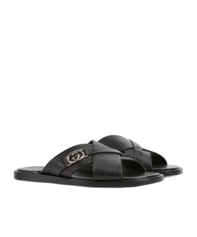 Gucci Black Leather Sandals In Black