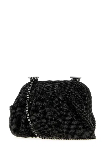Benedetta Bruzziches Embellished Fabric Small Venus Clutch In Black