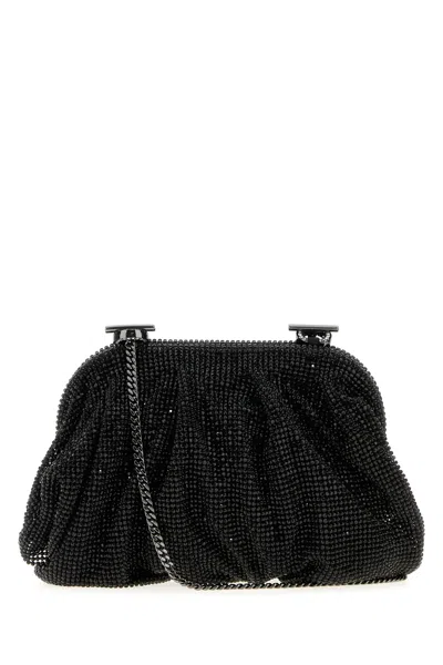 Benedetta Bruzziches Embellished Fabric Small Venus Clutch In Black