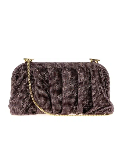 Benedetta Bruzziches Embellished Fabric Large Venus Clutch In Black