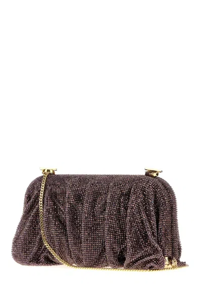 Benedetta Bruzziches Embellished Fabric Large Venus Clutch In Black