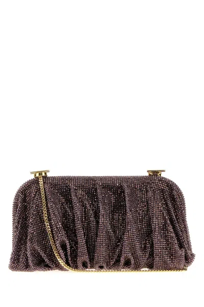 Benedetta Bruzziches Embellished Fabric Large Venus Clutch In Black