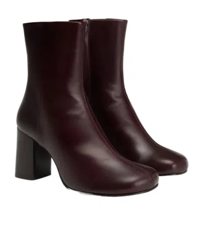 Lemaire Anatomic Block-heel Round-toe Boots In Burgundy