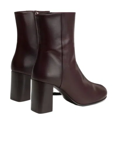 Lemaire Anatomic Block-heel Round-toe Boots In Burgundy