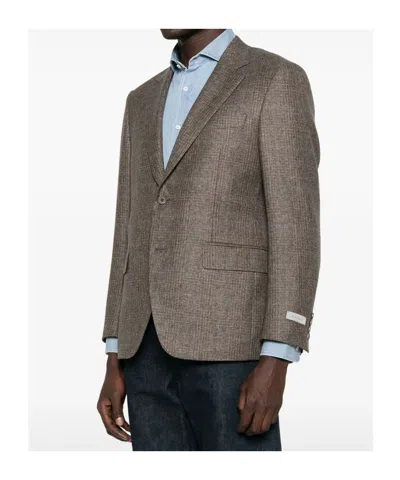 Canali Textured Two-button Jacket In Brown