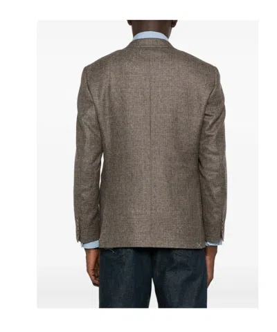 Canali Textured Two-button Jacket In Brown