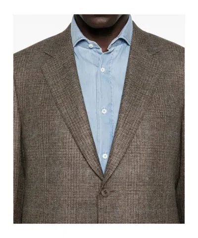 Canali Textured Two-button Jacket In Brown