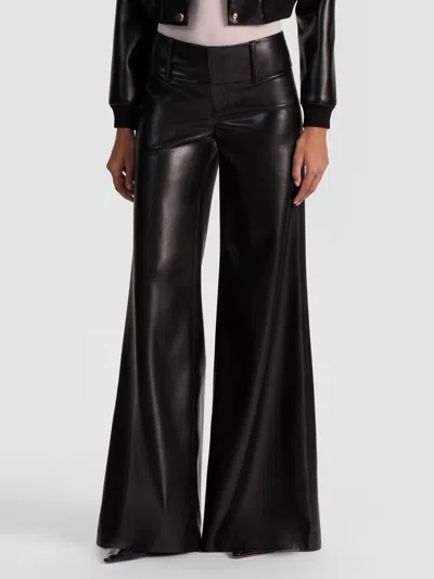 Alice And Olivia Olivia Black Flared Faux Leather Trousers