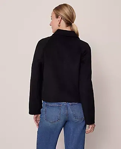 Ann Taylor Collared Button Front Jacket In Black