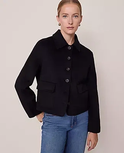 Ann Taylor Collared Button Front Jacket In Black