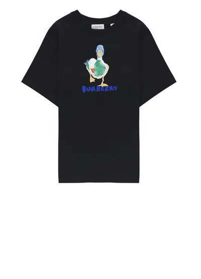 Burberry Kids Black Cedar Duck Walk T-shirt In Black