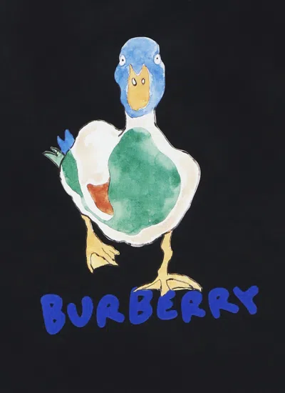 Burberry Kids Black Cedar Duck Walk T-shirt In Black