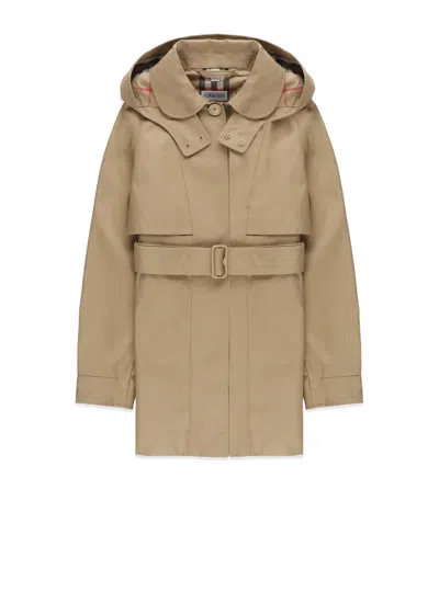 Burberry Cotton Coat In Nude