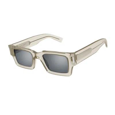 Saint Laurent Sl 572 Linea Corner Angle 003 Beige Silver Sunglasses In Gray