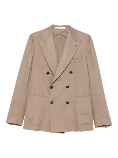 Tagliatore Double-breasted Patch-pocket Jacket In Brown