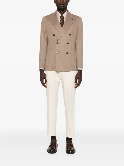 Tagliatore Double-breasted Patch-pocket Jacket In Brown