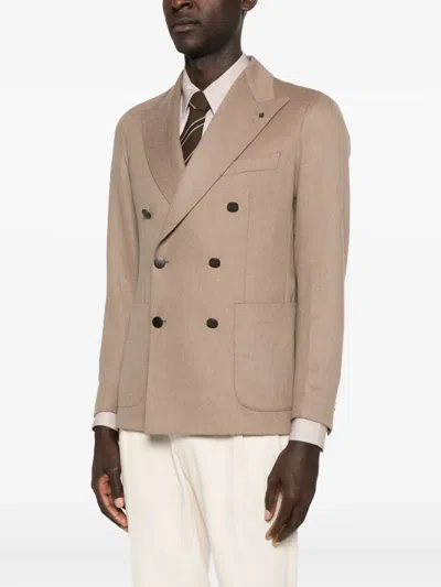 Tagliatore Double-breasted Patch-pocket Jacket In Brown