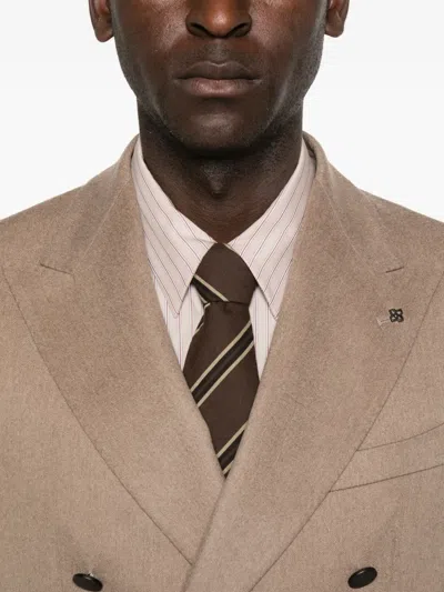 Tagliatore Double-breasted Patch-pocket Jacket In Brown