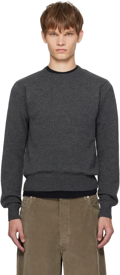 Auralee Gray Light Cashmere Knit Sweater In Gray
