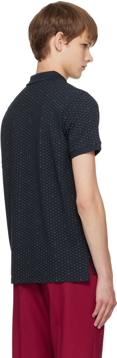 Vivienne Westwood Polo In Piquet Stampato   Uomo In Blue