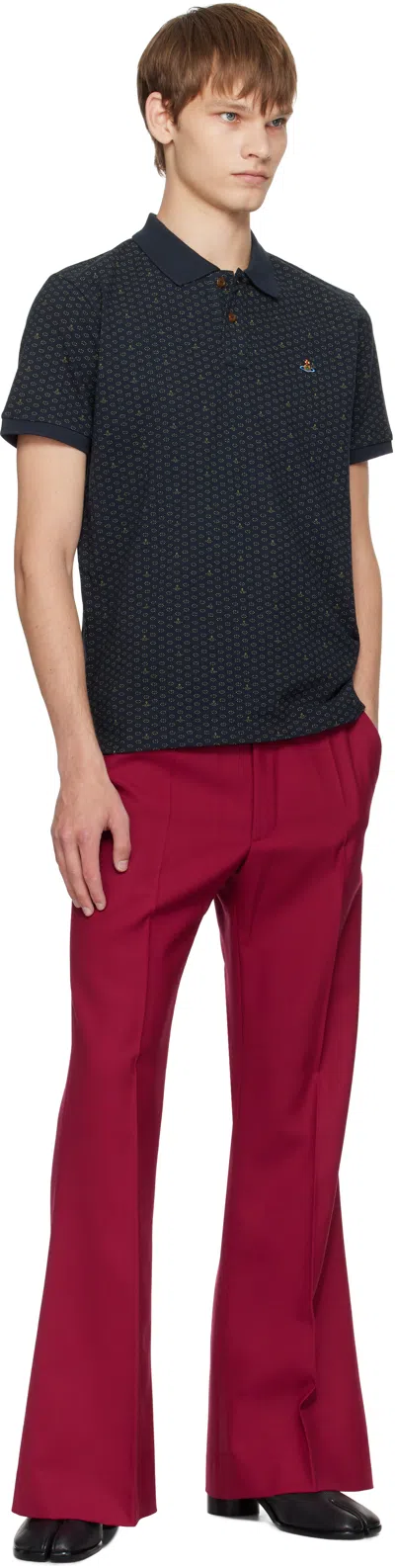 Vivienne Westwood Polo In Piquet Stampato   Uomo In Blue