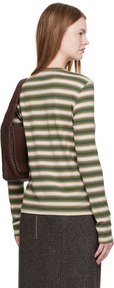 Auralee Gradient Stripe Cotton Long Sleeve Tee In Green