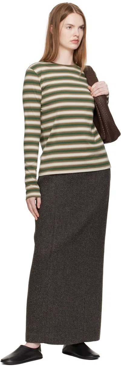 Auralee Gradient Stripe Cotton Long Sleeve Tee In Green