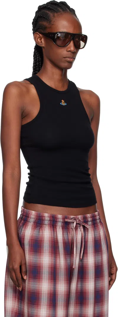 Vivienne Westwood Fitted Black Sleeveless Top With High Neckline In Black