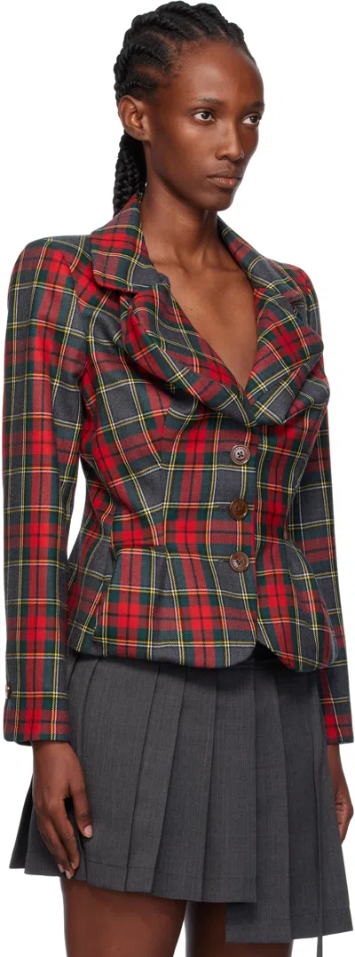 Vivienne Westwood Drunken Jacket With Tartan Wool Pattern In Red