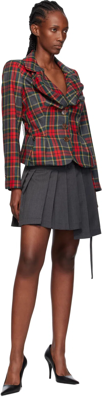 Vivienne Westwood Drunken Jacket With Tartan Wool Pattern In Red