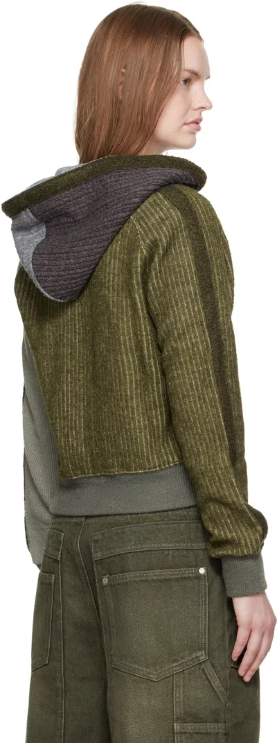 Andersson Bell Green Color Blocked Knit Zip Hoodie In Multi