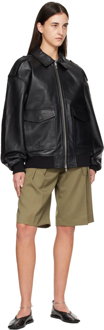 The Frankie Shop Viper Leather Jacket In Black