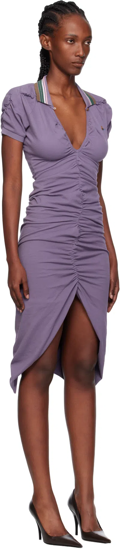 Vivienne Westwood Knee Length Dress Asymmetrical Hem In Purple