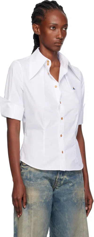 Vivienne Westwood Shirt With Orb Embellishments And A Button Front In White
